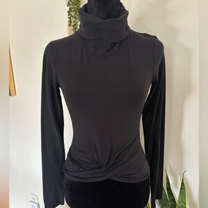lululemon athletica Black Long Sleeve Turtleneck Twist Hem Top